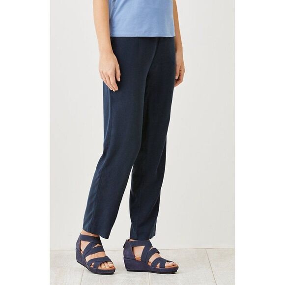 J. Jill Pure Jill Sand-Washed Navy Woven Tapered Pull On Ankle Pants Large FLAW - Picture 1 of 8